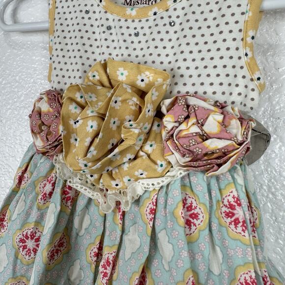 Mustard Pie Peasant Dress Size 3 Months Cottagecore Ruffle Floral Shabby Chic - Picture 3 of 12